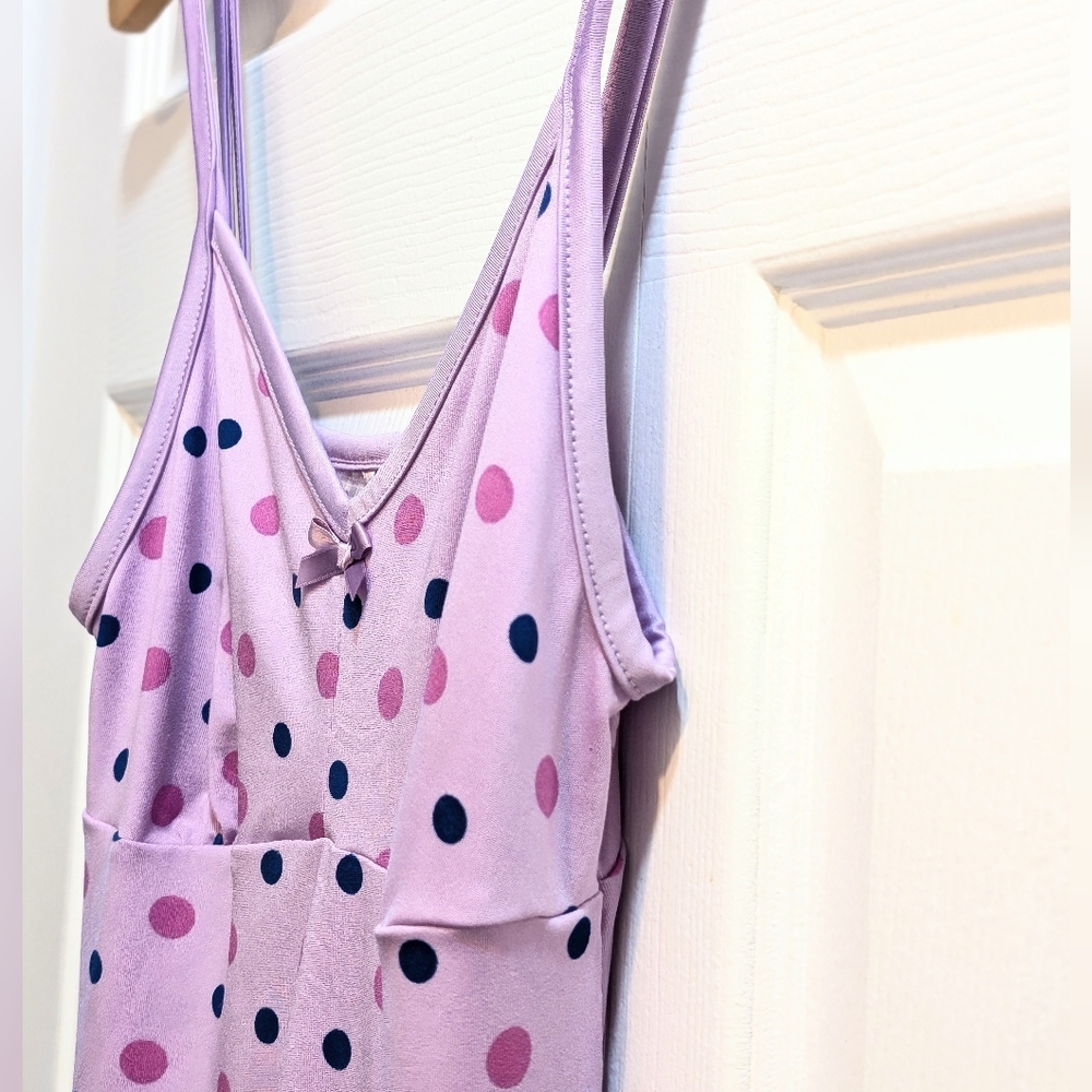 La Vie En Rose Lilac, Pink Polka Dot Slip Nightie. XS.